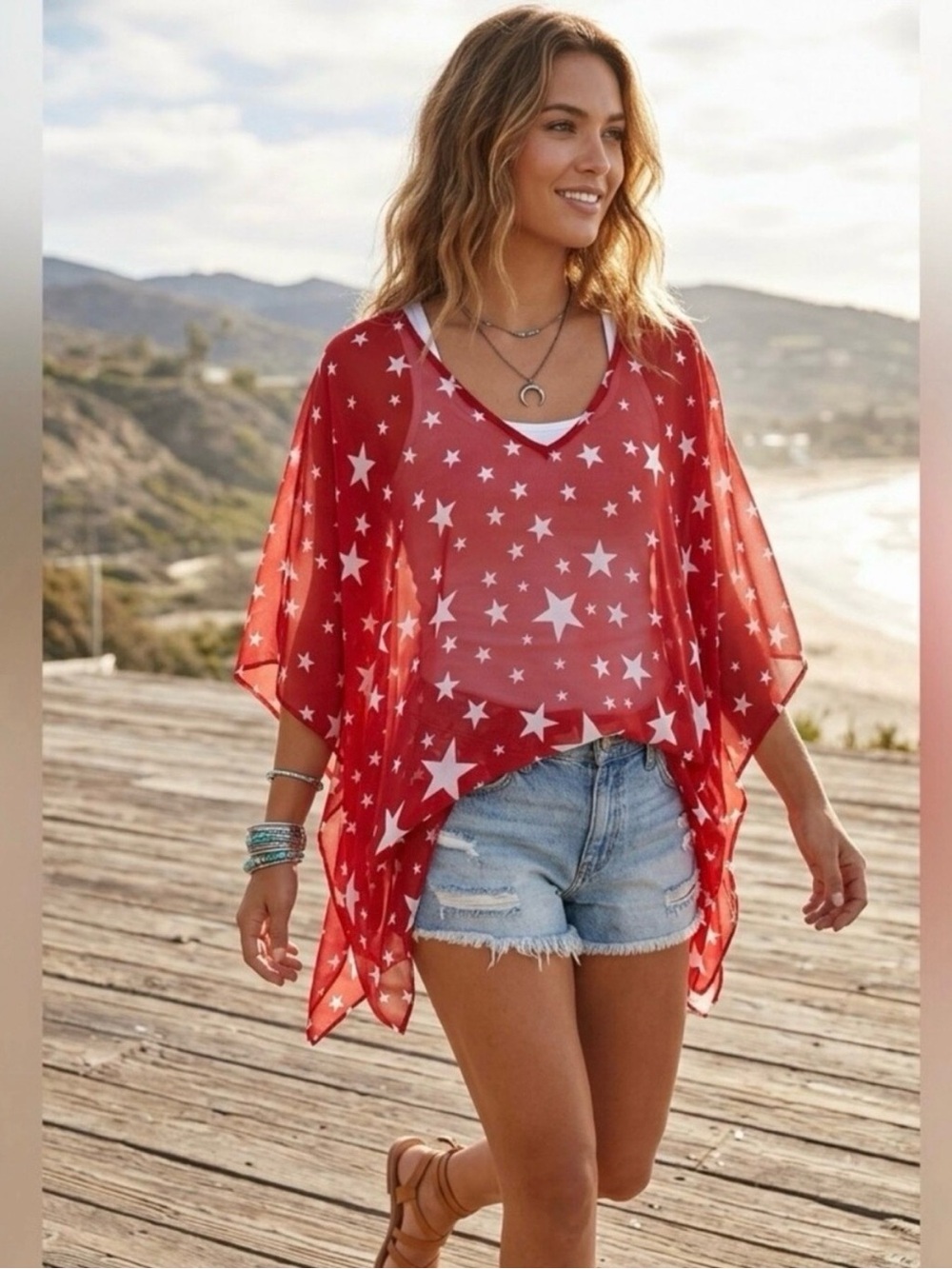 Show Me Your Mumu Peta Catch a Falling Star Tunic Small Red White
MM7-112